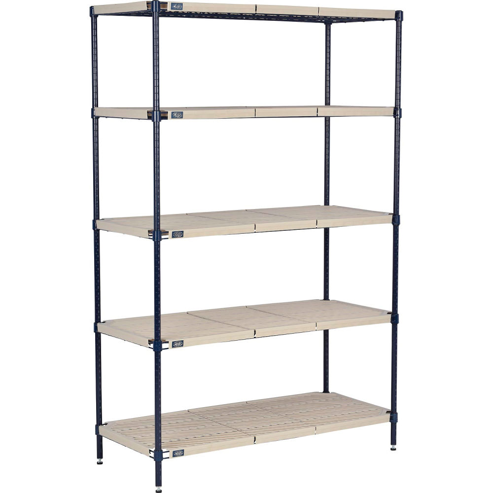 Global Industrial PM18426N5 Nexel Nexelite 5 Shelf Vented Plastic Mat Shelving Unit Starter - 42 x 18 x 63 in.