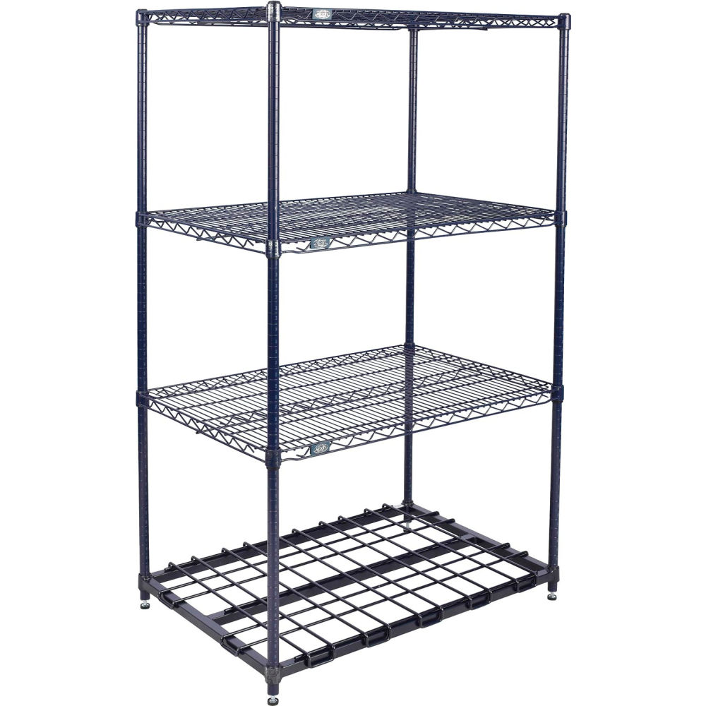 Global Industrial 246061DSN Nexel 4 Shelf Nexelon Blue Wire Shelving Unit Starter 1 HD Shelf - 60 x 24 x 63 in.