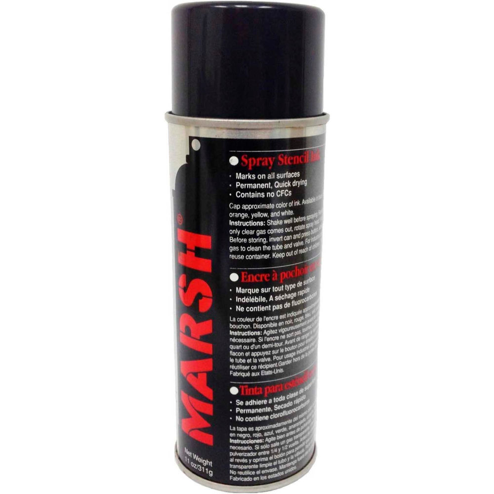 Picture of Marsh Shipping Supply 412487BK 11 oz Spray Stencil Ink&#44; Black - Pack of 12