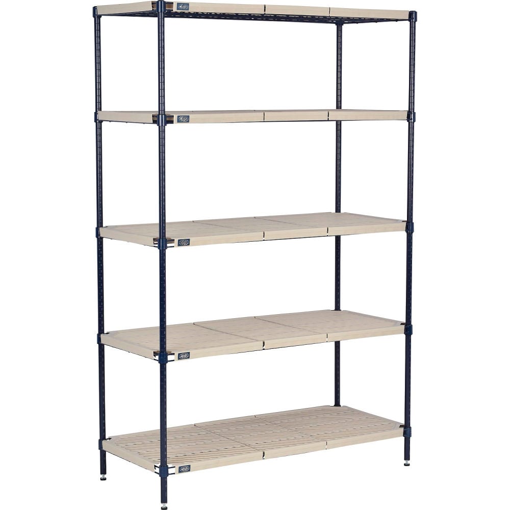 Global Industrial PM18546N5 Nexel Nexelite 5 Shelf Vented Plastic Mat Shelving Unit Starter - 54 x 18 x 63 in.