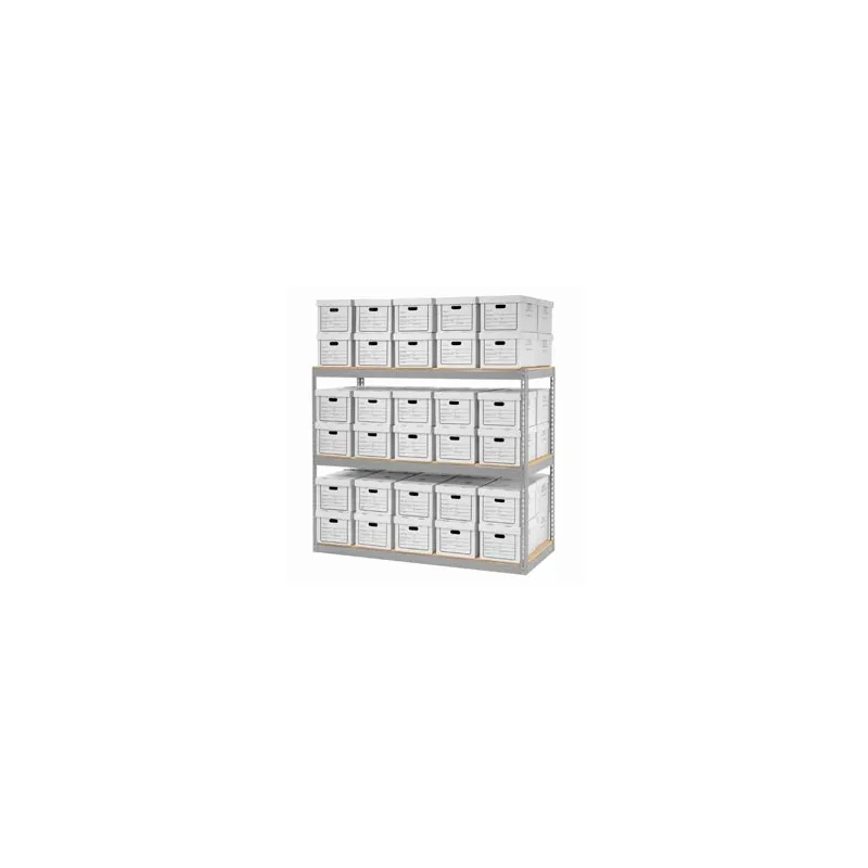 Global Industrial B2297921 Record Storage Rack with Boxes - 72 x 30 x 60 in. - Gray