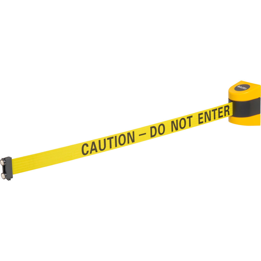 Global Industrial 708418YBC Magnetic Retractable Belt Barrier Yellow Case with 15 ft. Yellow Caution Belt