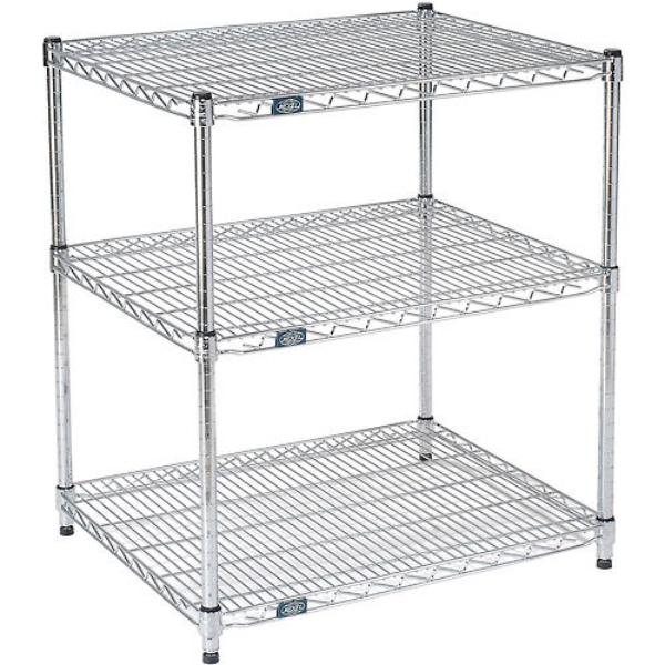 Global Industrial 30363ESD3 Nexel 3 Shelf Chrome ESD Wire Shelving Unit Starter - 36 x 30 x 34 in.
