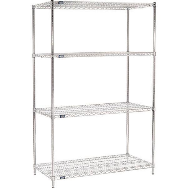 Picture of Global Industrial 14427ESD Nexel 4 Shelf Chrome ESD Wire Shelving Unit Starter - 42 x 14 x 74 in.
