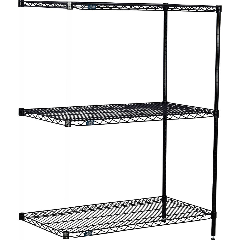 Global Industrial A21363B3 Nexel 3 Shelf Black Epoxy Add-On Wire Shelving Unit - 36 x 21 x 34 in.