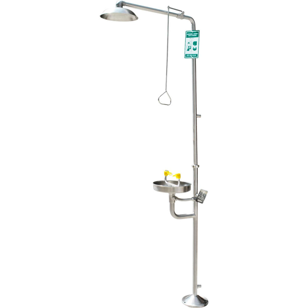 Picture of Global Industrial 708383SS Emergency Combination Shower with Eyewash Station Stainless Steel