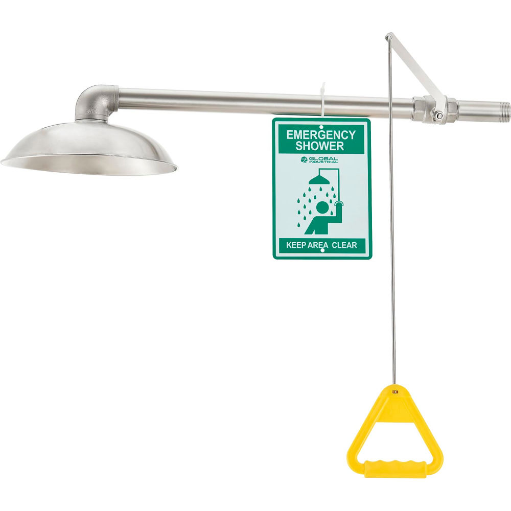Global Industrial 708384SS Emergency Drench Shower Horizontally Mounted Stainless Steel