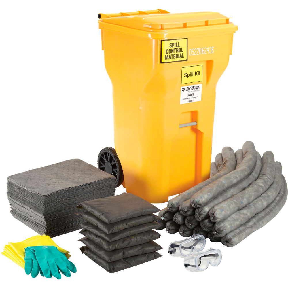 Global Industrial 670676 Universal Wheeled Spill Kit, 65 gal