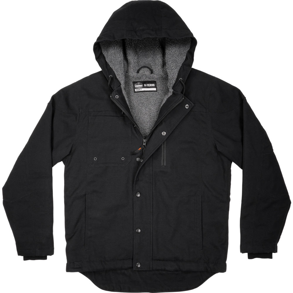 B3135768 N-Ferno 6468 Duck Canvas Work Jacket, Black - 4XL