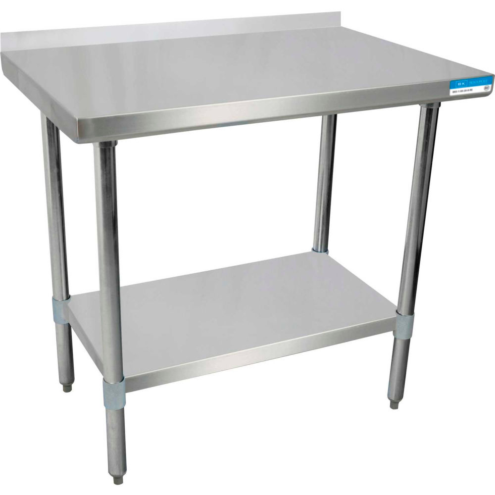 Picture of Bk Resources B0899573 430 Stainless Steel Table Workbench - 30 x 24 in. Undershelf 1.5 in. Backsplash 18 Gauge