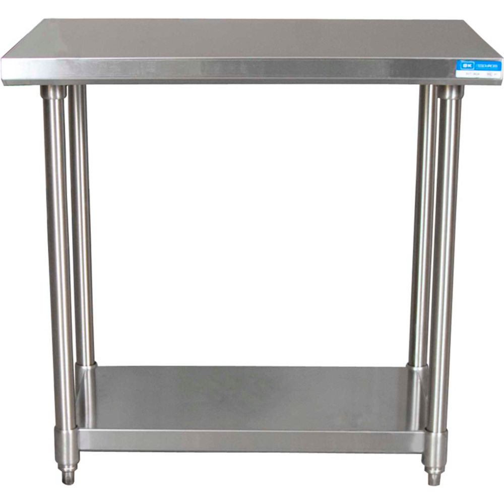 Picture of Bk Resources B1516205 304 Stainless Steel Table Workbench - 48 x 24 in. Adjustable Undershelf 16 Gauge