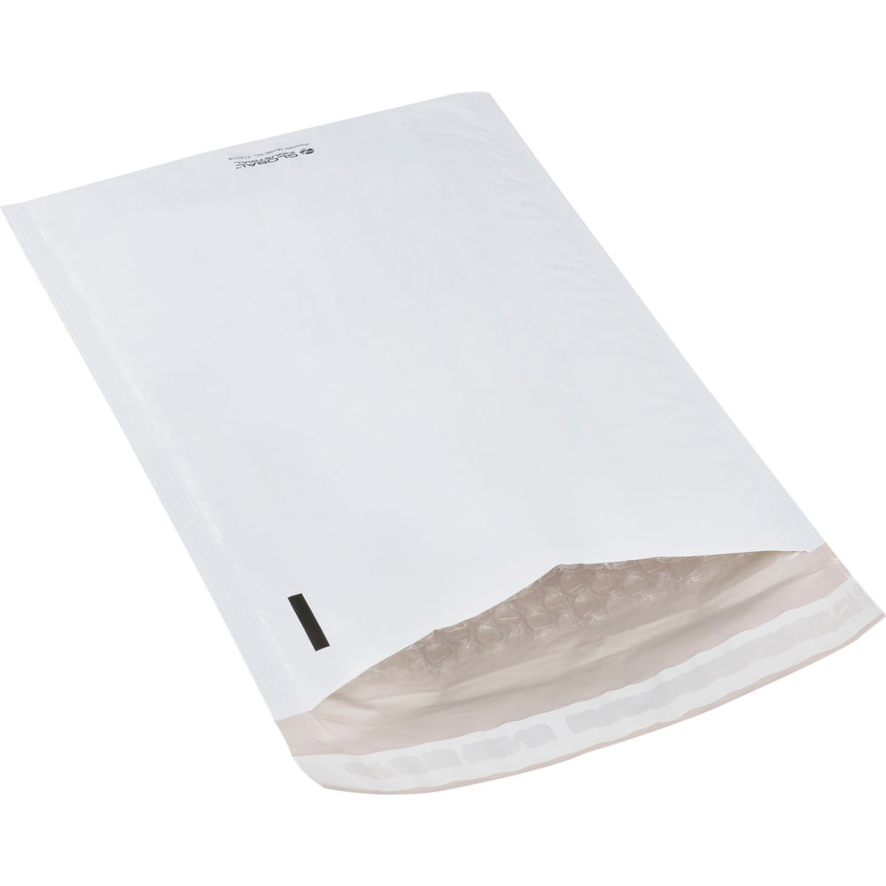 Global Industrial 412519 Bubble Lined Poly Mailers - No.1 - 7.25 x 12 White - 100 per Pack