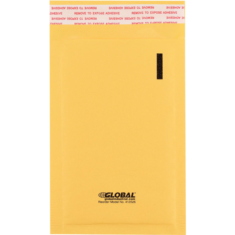 Global Industrial 412526 Self Seal Bubble Mailers - No.000 4 x 8 in., Gold - 500 per Pack