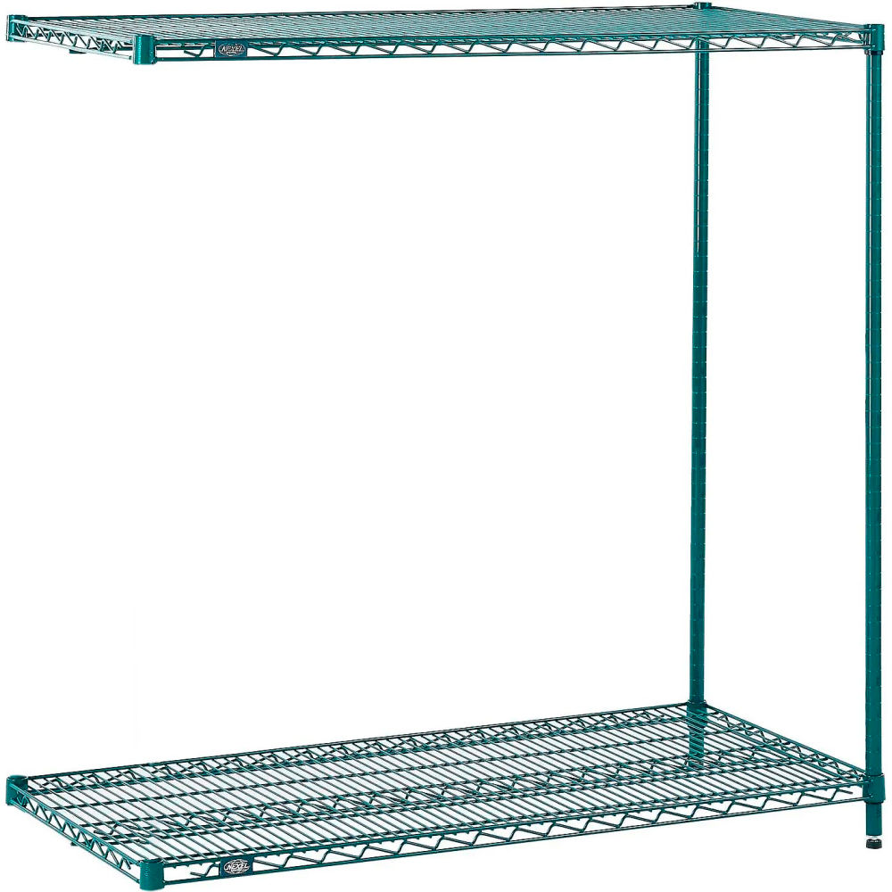 Global Industrial A14303G2 Nexel 2 Shelf Poly-Green Add-On Wire Shelving Unit - 30 x 14 x 34 in.