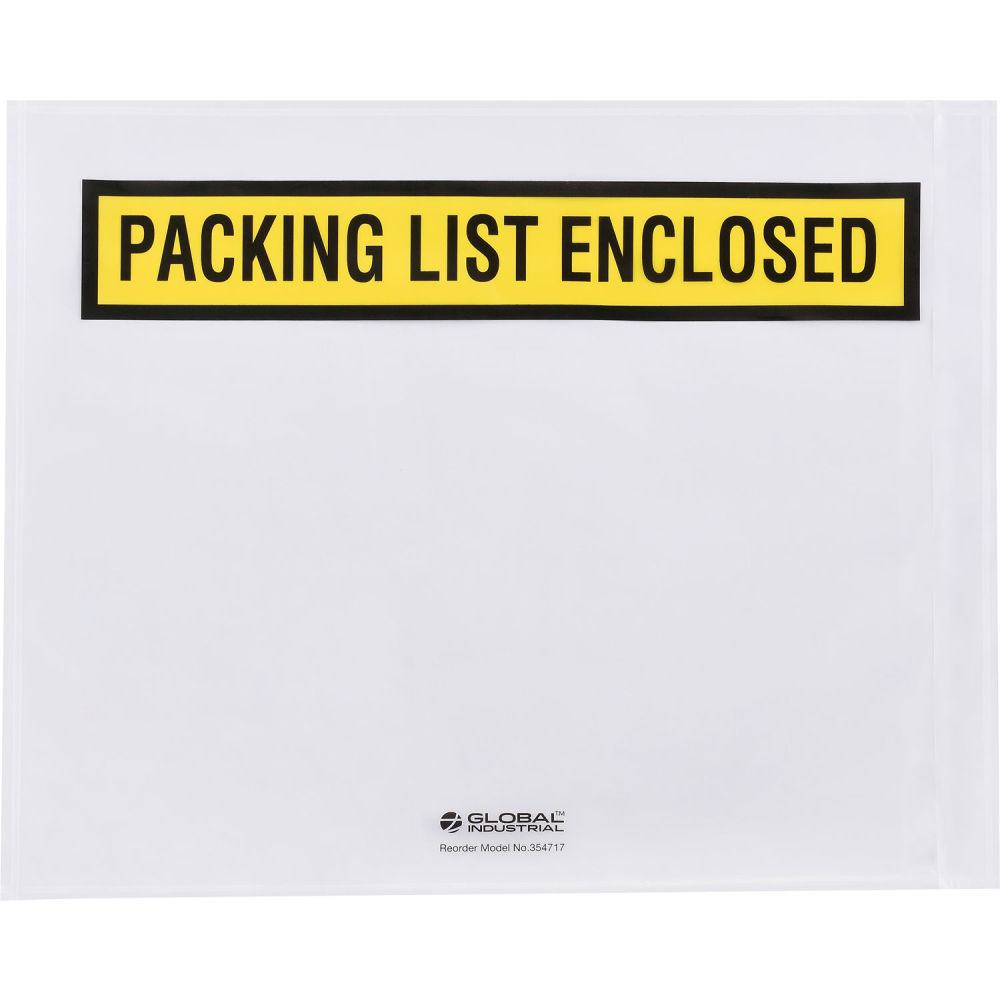 Global Industrial 354717 12 x 10 in. Panel Face Envelopes Packing List Enclosed, Yellow - Pack of 500