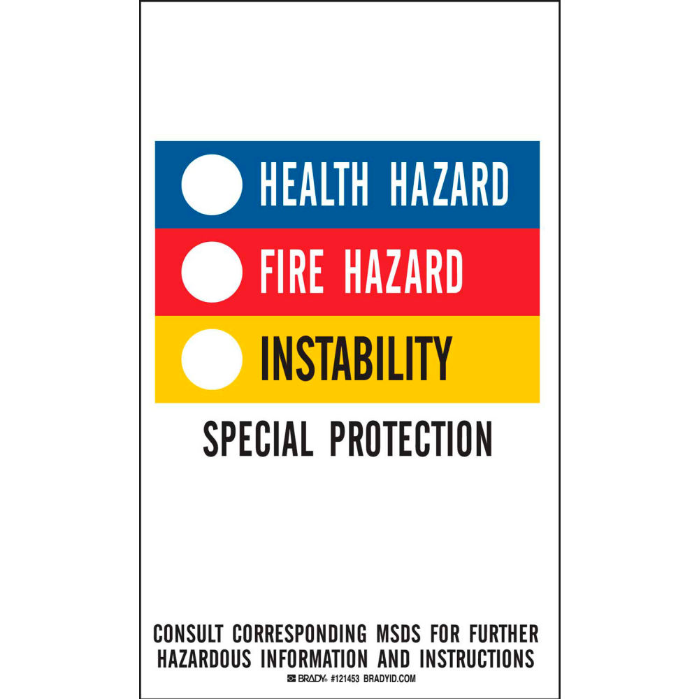 B2249602 121453 Hazardous Materials Identification Guide Color Bar Labels - 3 x 5 in. - Pack of 25