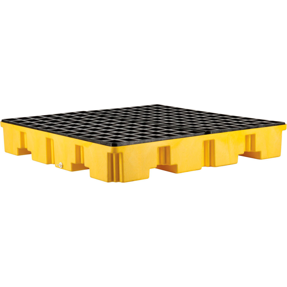 Global Industrial 989073 4 Drum Low Profile Spill Containment Pallet with Drain