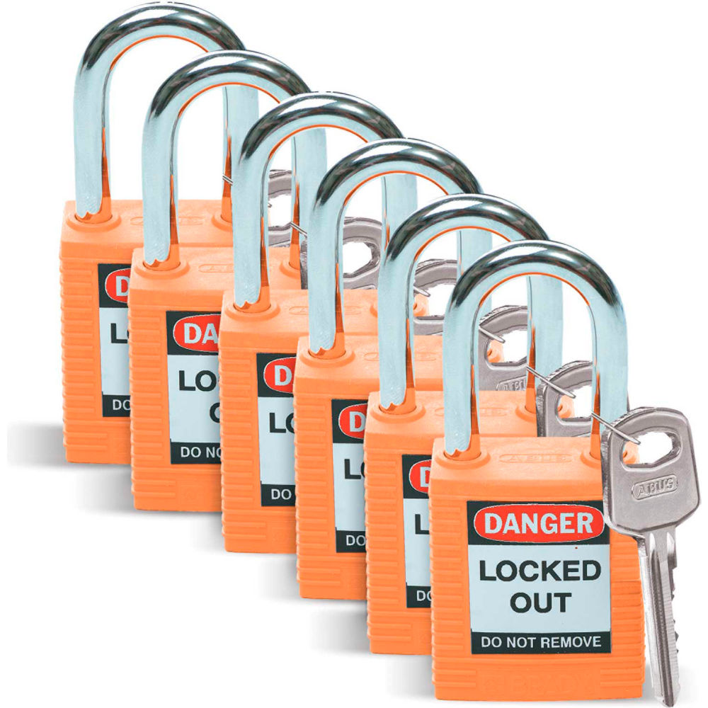 B2249801 51347 Lockout Padlock - Keyed Differently 1.5 in. Plastic & Steel, Orange - Pack of 6