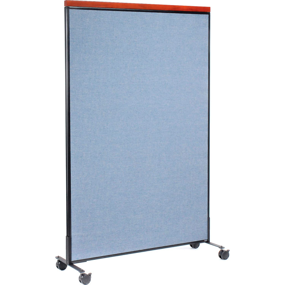 Global Industrial 695793MBL Mobile Deluxe Office Partition Panel 48.25 x 100.5 in. - Blue