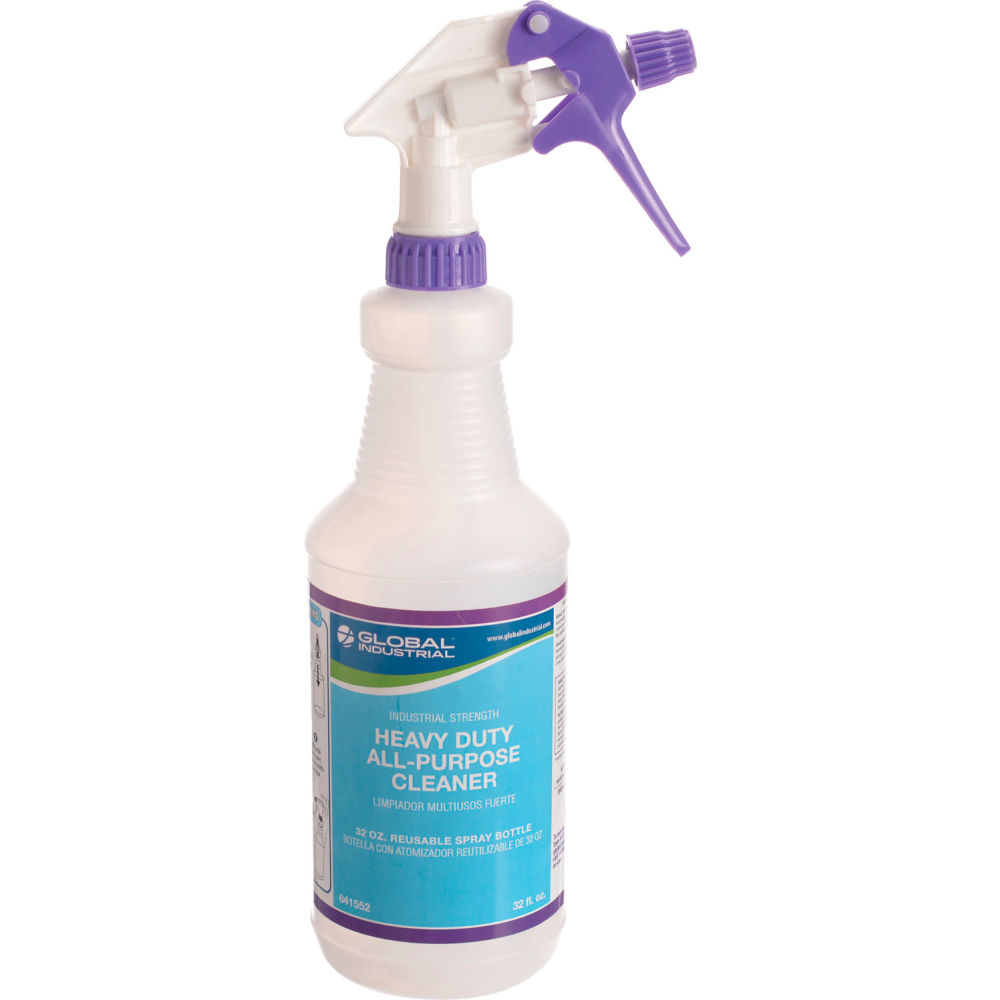 Global Industrial 641552 Trigger Spray Bottles for Heavy Duty All-Purpose Cleaner - 32 oz - 12 per Case