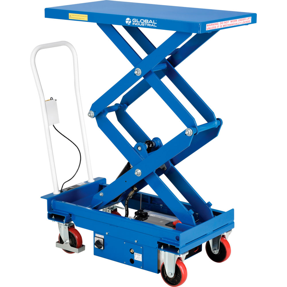 Picture of Global Industrial 989062 Battery Powered Mobile Scissor Lift Table - 40 x 20.5 in. 660 lbs Capacity