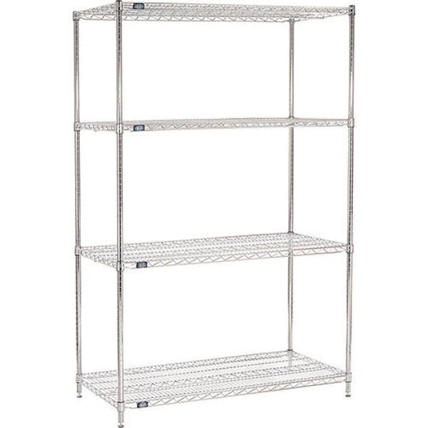 Global Industrial 36487ESD Nexel 4 Shelf Chrome ESD Wire Shelving Unit Starter - 48 x 36 x 74 in.