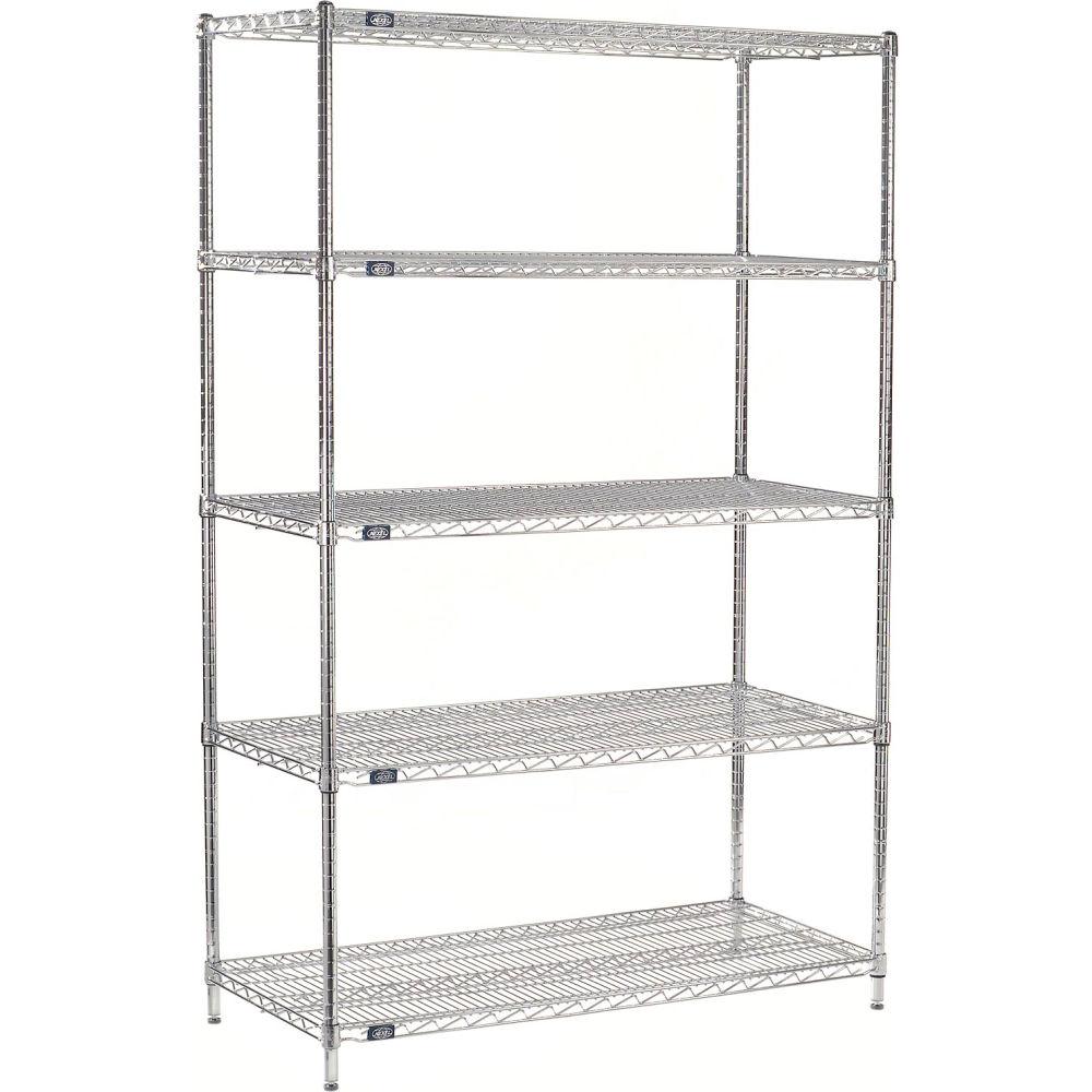 Picture of Global Industrial 14368ESD5 Nexel 5 Shelf Chrome ESD Wire Shelving Unit Starter - 36 x 14 x 86 in.