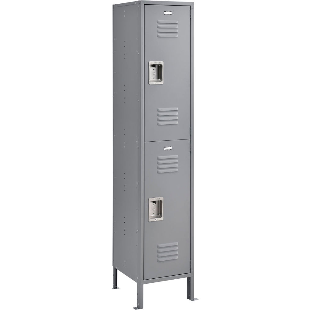 Global Industrial 493659GY 15 x 18 x 78 in. Infinity 2-Tier 2 Door Unassembled Locker, Gray