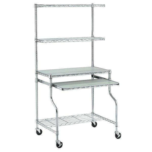 Global Industrial CS21304CP Nexel Chrome Curbside Wire Truck with 4 Shelves & Pneumatic Casters - 30 x 21 x 72 in.