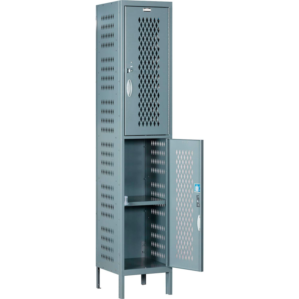 Global Industrial 290598 Capital 2-Tier 2 Door Ventilated Locker - 15 in. x 18 in. x 78 in. Unassembled