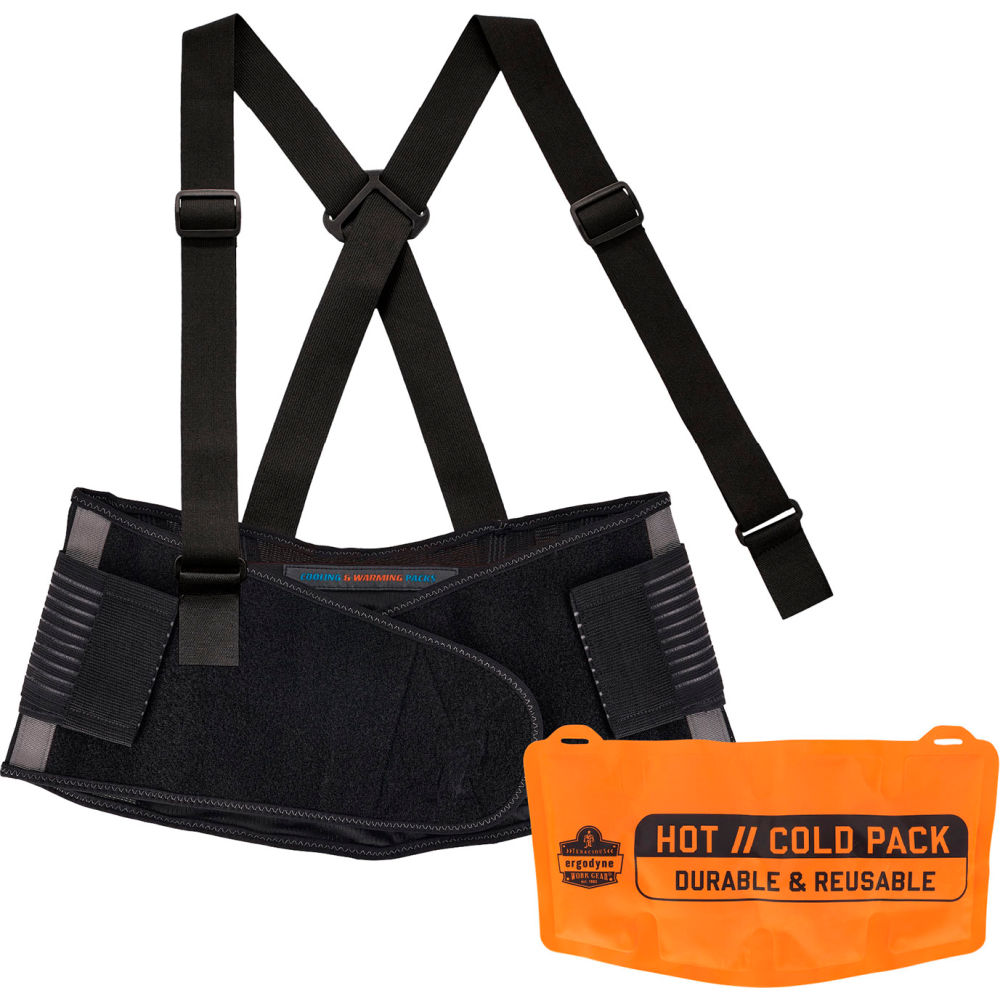 B3159270 Back Support Brace with Cooling & Warming Pack, Black - Large