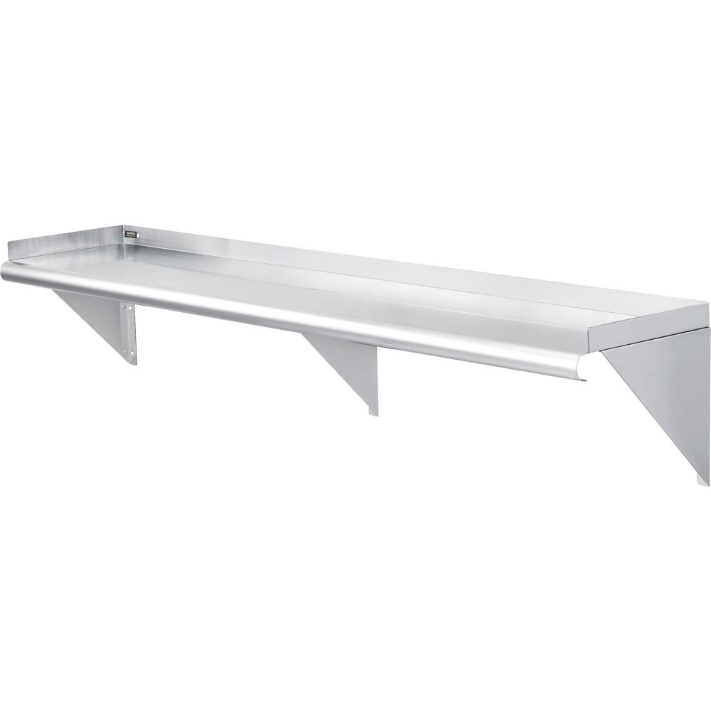 Global Industrial 493629 Wall Mount Shelf with 1.5 in. Lip 18 Gauge 430 Stainless Steel 60 x 12 in.