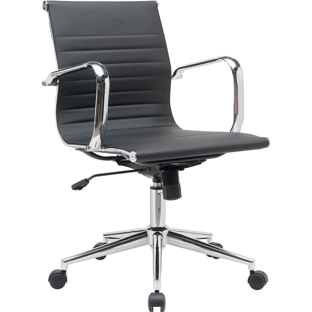 Global Industrial 695503-AM Interion Protective Bonded Leather Conference Chair, Black