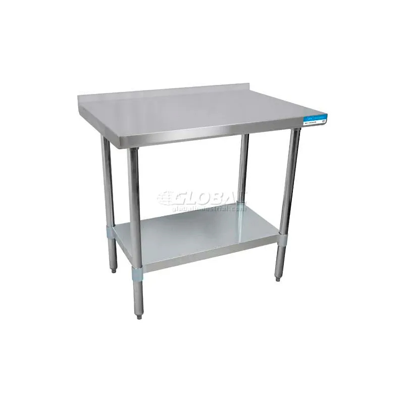Picture of BK Resources B899434 430 Stainless Steel Table - 24 x 24 in. Galvanized Undershelf 1.5 in. Backsplash 18 Gauge