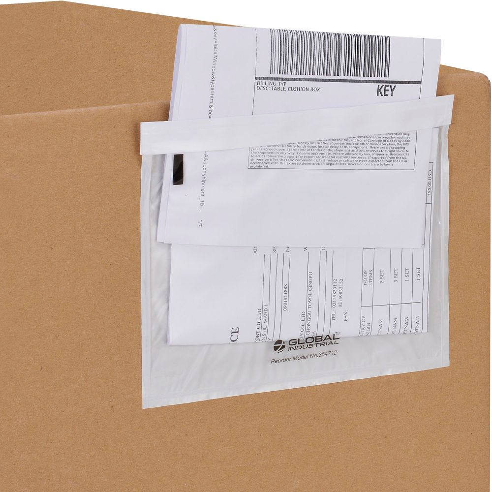 Global Industrial 354712 Packing List Envelopes, Clear - 7 x 5.5 in. - 1000 per Pack