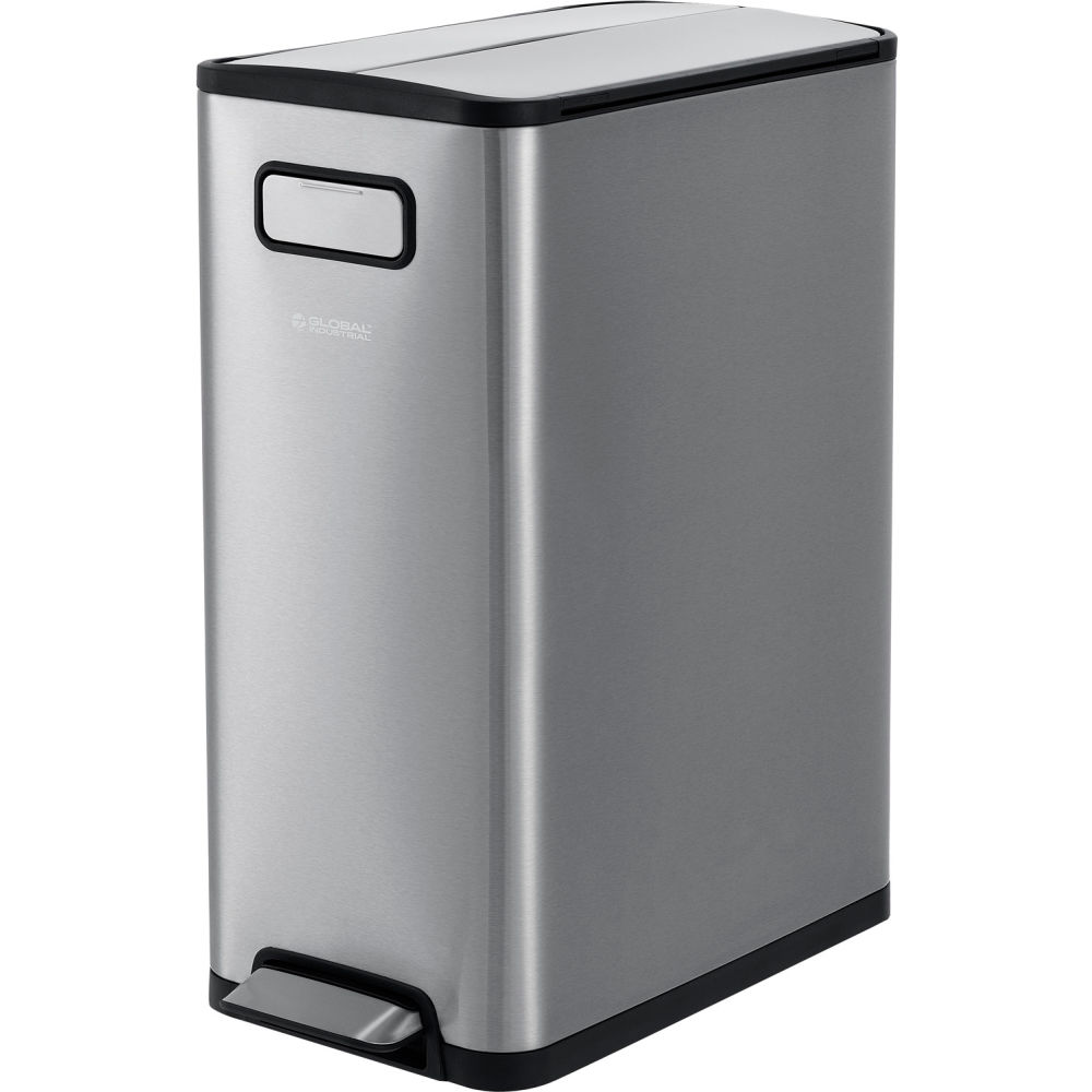Global Industrial 641593SS Rectangular Step On Trash Can - 12 gal, Brushed Stainless Steel