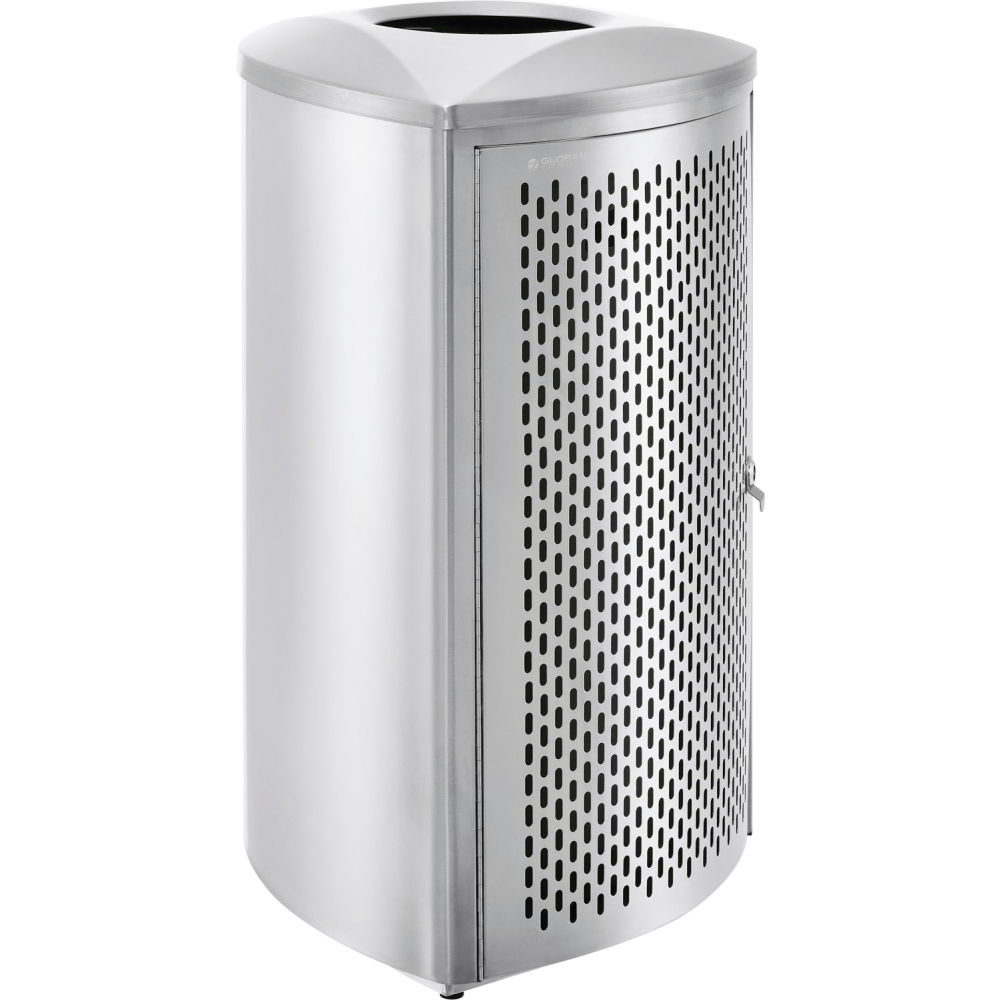 Global Industrial 641597SS Triangular Trash Can 18.5 gal, Brushed Stainless Steel