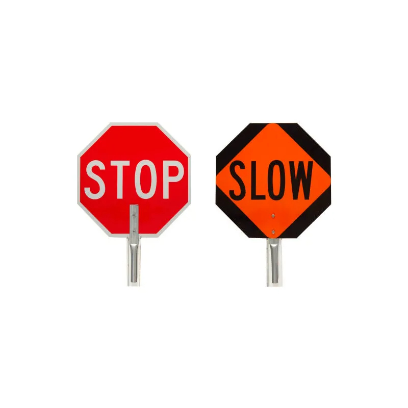 B2249625 57754 Traffic Control Paddle 2 Sided Stop & Slow Sign Aluminum 18 in. x 18 in.