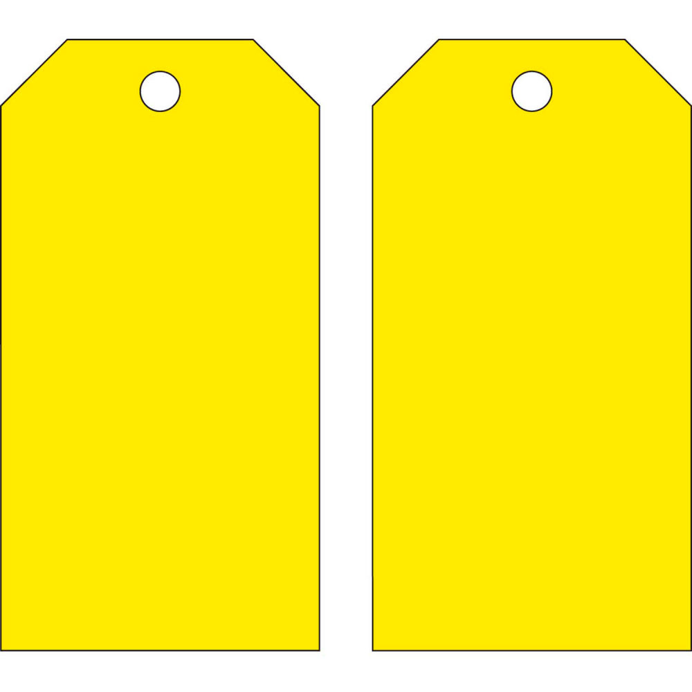 B2249533 65373 Blank Accident Prevention Tag with Grommet Yellow Polyester - 3 x 5.75 in.