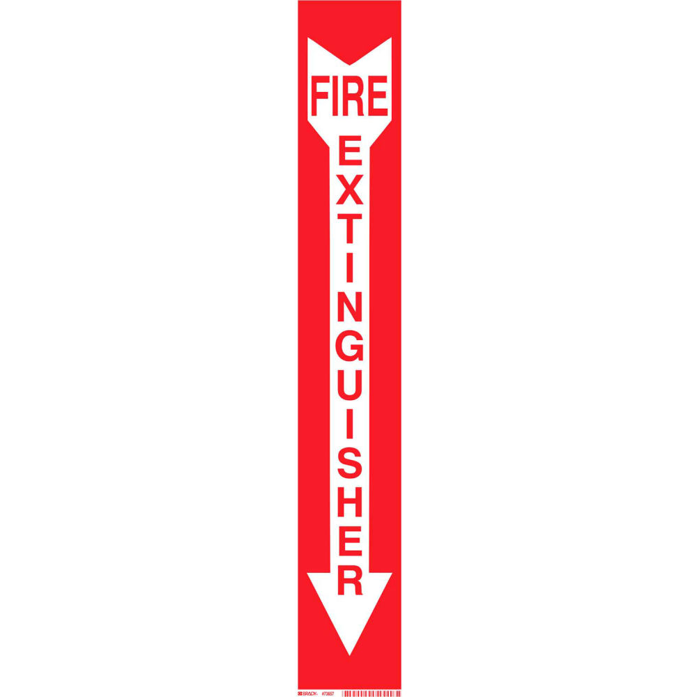 B2249546 73657 BradyGlo Fire Extinguisher Sign Red On Glow in the Dark Polyester - 4 x 24 in.