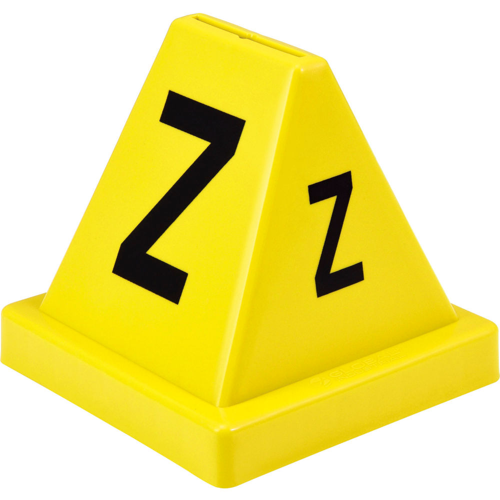 Lettered Cones, A-Z, 4-1/2L x 4-1/2W x 4-3/8H, Yellow