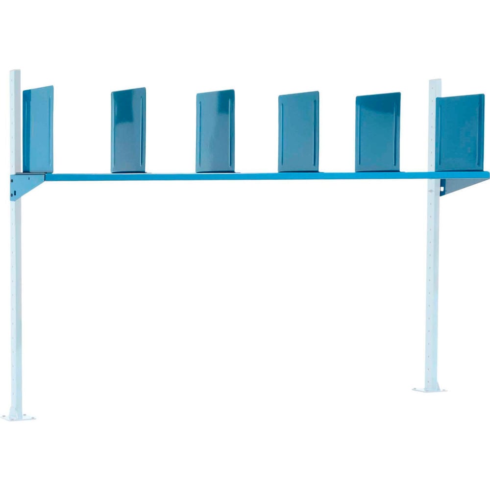 Global Industrial 493691BL Upper Shelf & Dividers for 72 in. Packing Workbench, Blue