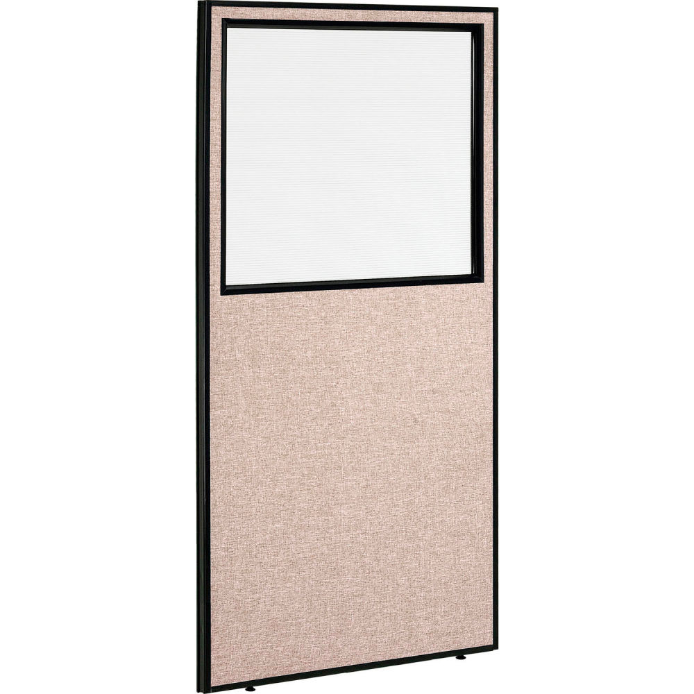 Global Industrial 695788WTN Interion Office Partition Panel with Partial Window - 36.25 in. x 96 in. - Tan
