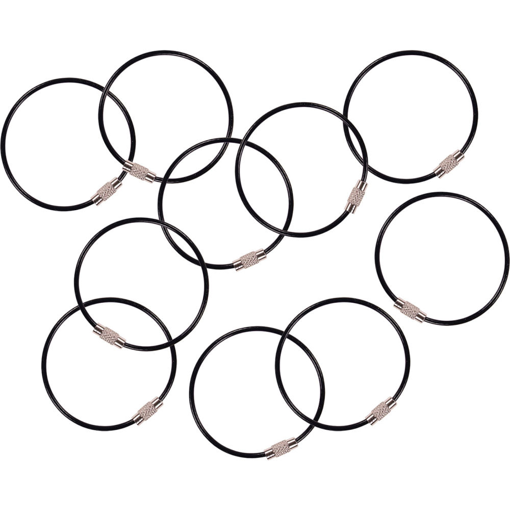 B3135792 Arsenal Wire Cable Key Ring, Black - Pack of 10