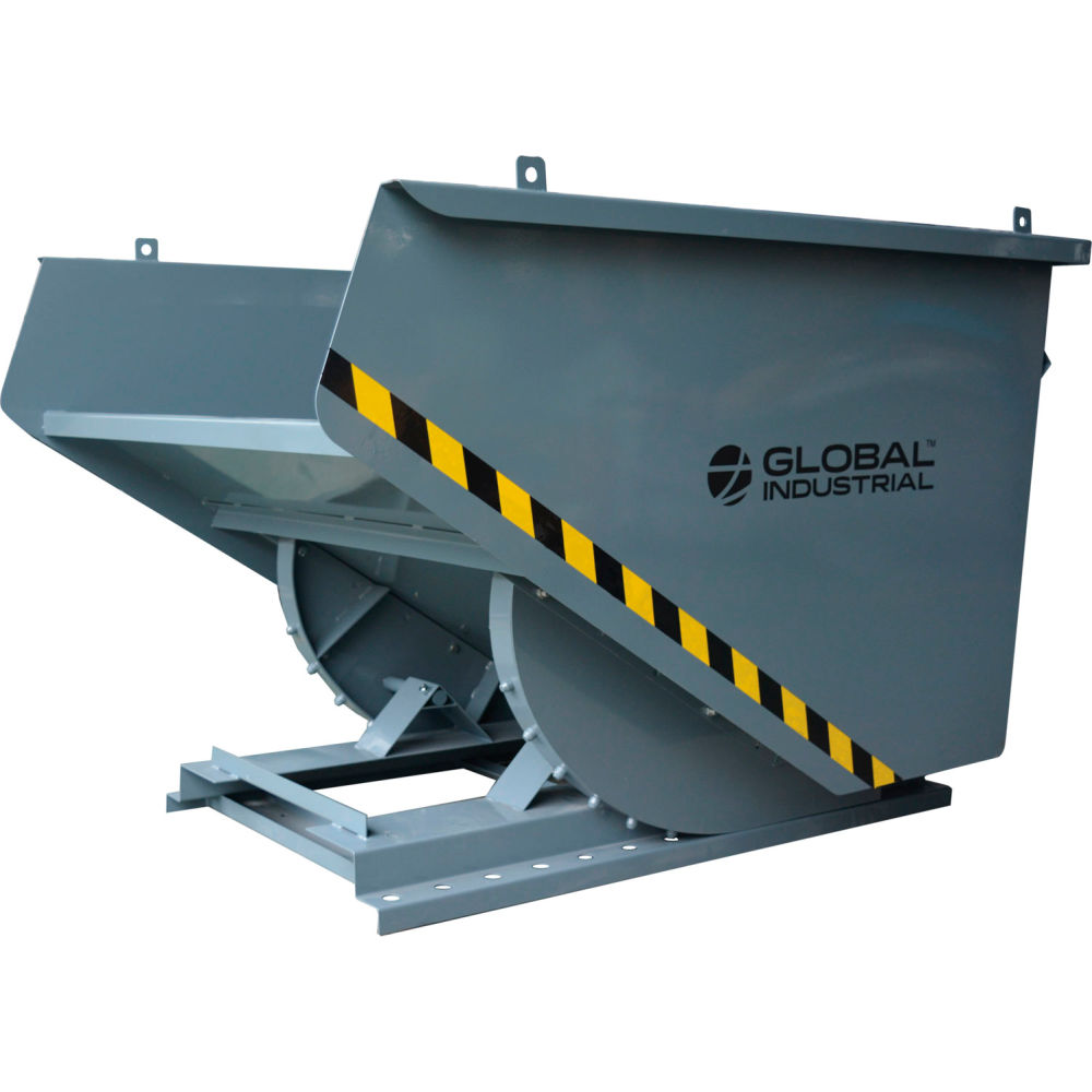 Picture of Global Industrial 989012 Medium Duty Self Dumping Forklift Hopper - 1 cu. Yard 4000 lbs Capacity&#44; Gray