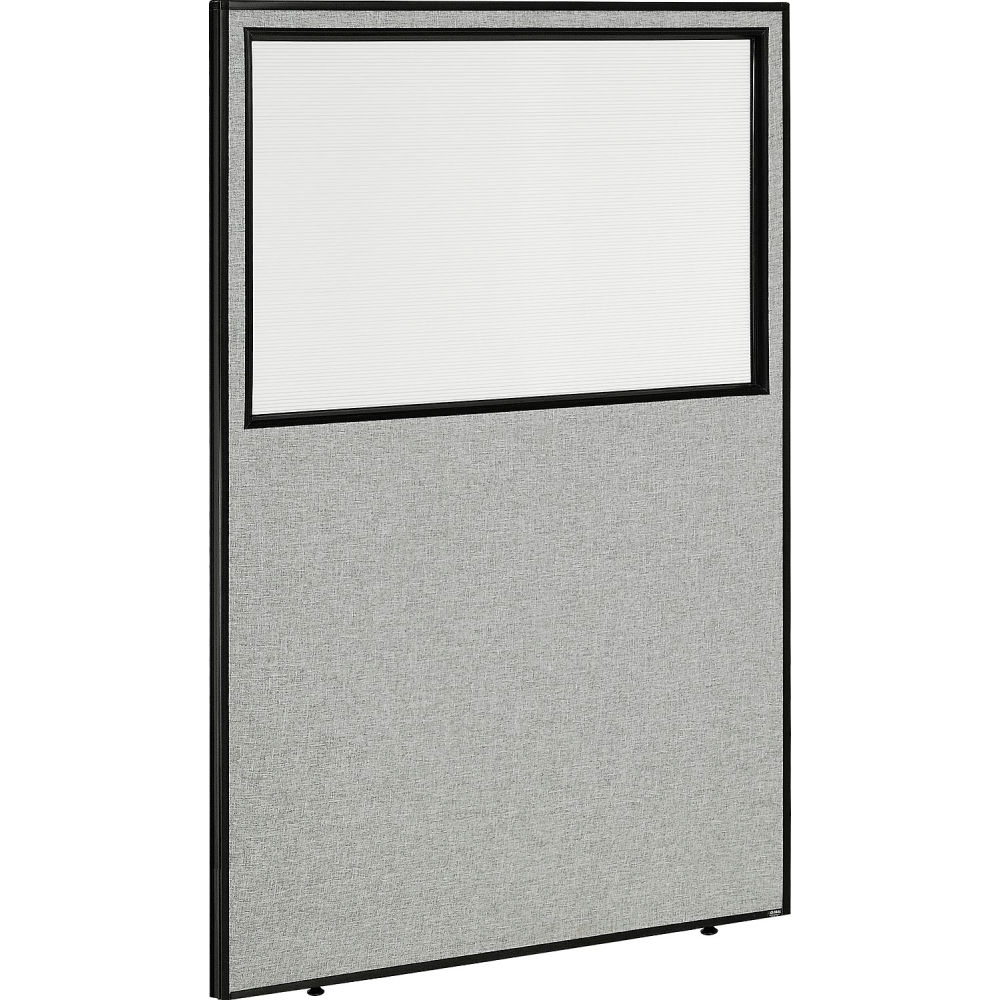 Global Industrial 695789WGY Interion Office Partition Panel with Partial Window 48.25 x 96 in. - Gray