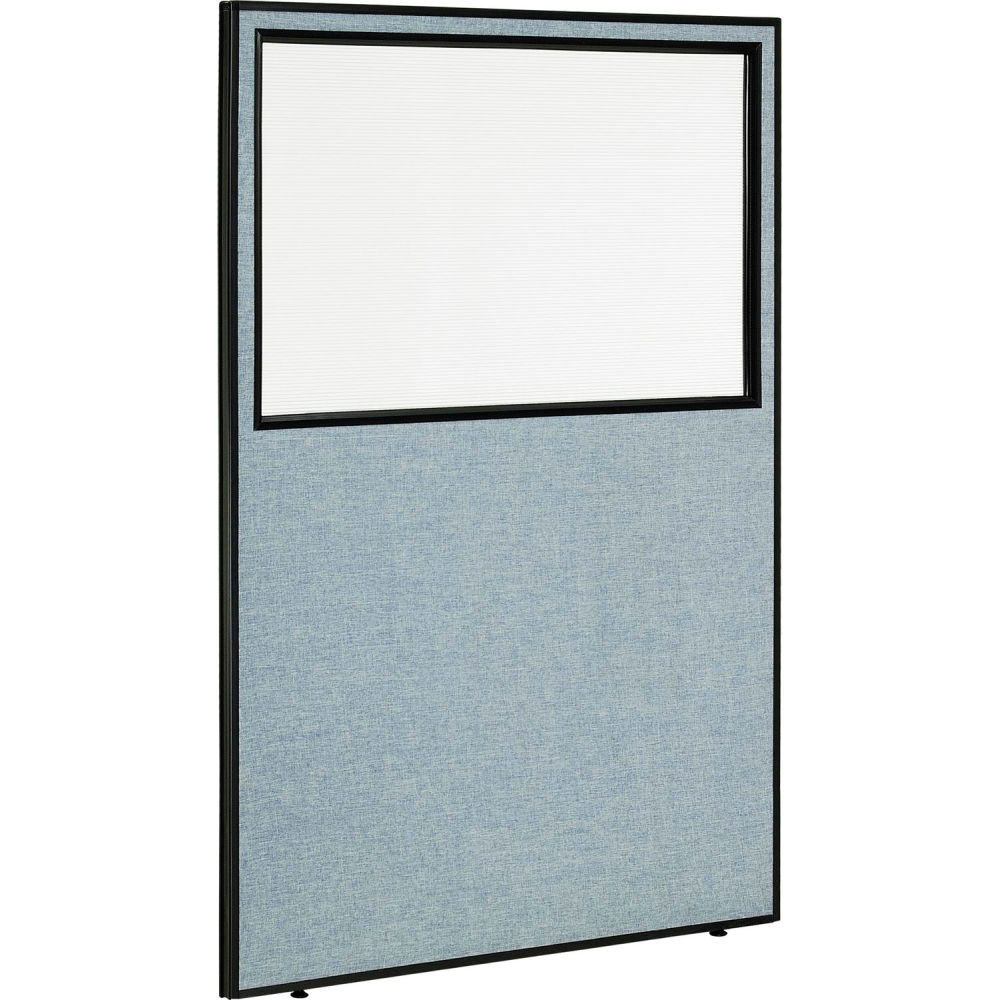 Global Industrial 695789WBL Interion Office Partition Panel with Partial Window 48.25 in. x 96 in. - Blue