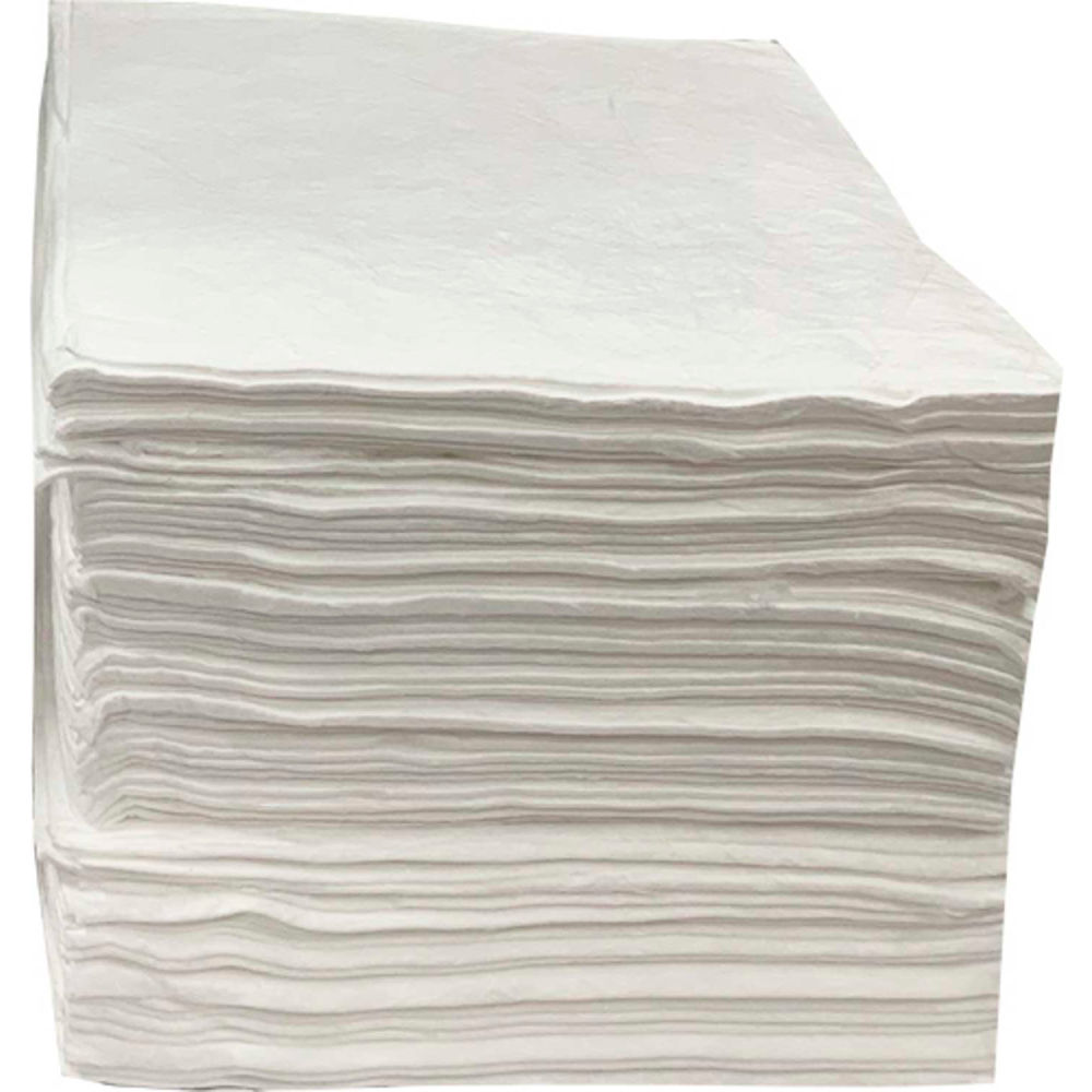 Oil Only Sorbent Pads - White - 15 in. x 18 in. - Pack of 100 - Medium Absorbency