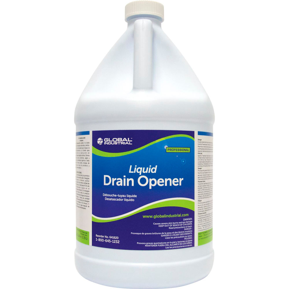 Global Industrial 641620 Liquid Drain Opener - 1 gal Bottle - Pack of 4
