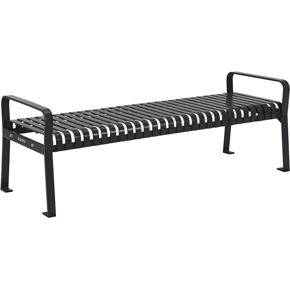 Outdoor Backless Bench - Black - 6 ft - Heavy-Duty Steel
